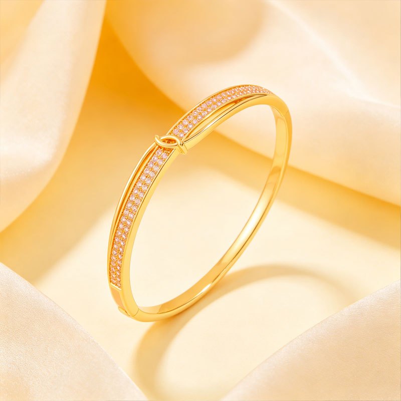 2pcs Thin Circle Buckle Copper Double Bracelet Set